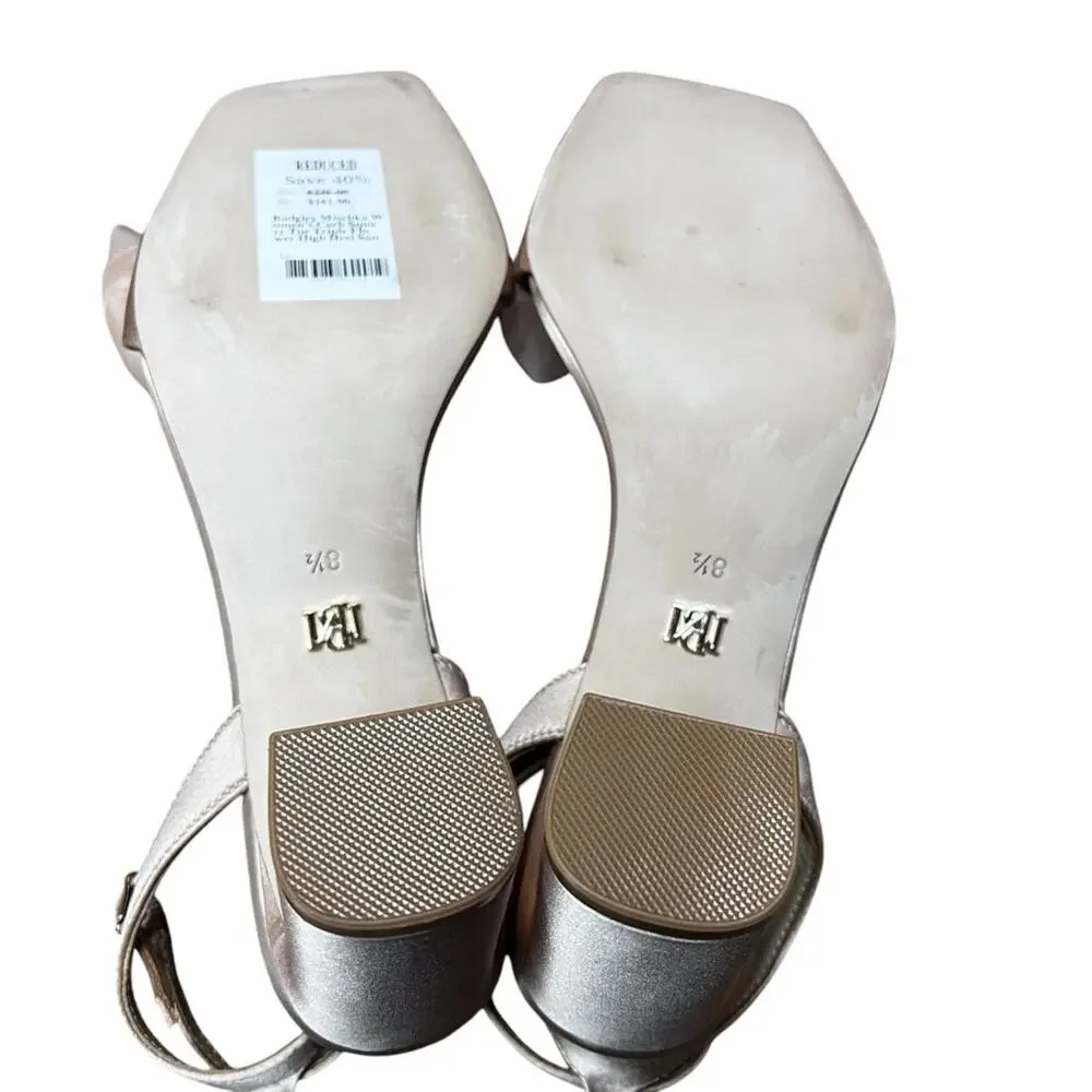 Badgley Mishka Carli Rosette Block Heels Rose  Detail Blush Nude NEW 8.5